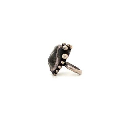 Jerzy and Jadwiga Zaremsky large silver & quartz ring