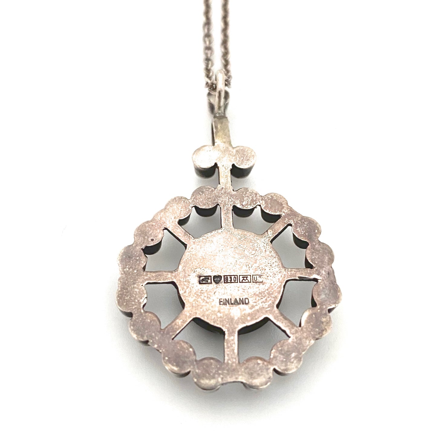 Jorma Laine silver & red jasper pendant necklace ~ 1973