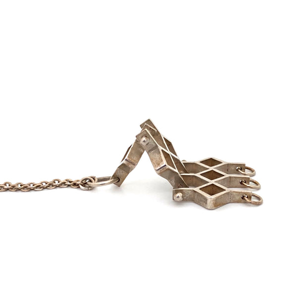profile Kultateollisuus Finland Jorma Laine silver kinetic pendant necklace Scandinavian Modernist jewelry design