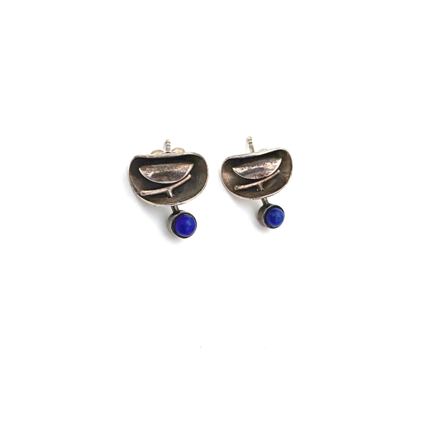 Juhls Norway silver & lapis kinetic earrings ~ pierced ears