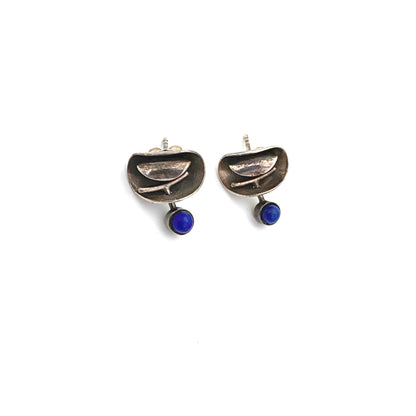 Juhls Norway silver & lapis kinetic earrings ~ pierced ears