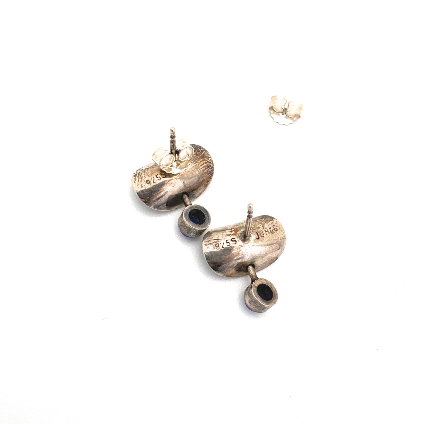 Juhls Norway silver & lapis kinetic earrings ~ pierced ears