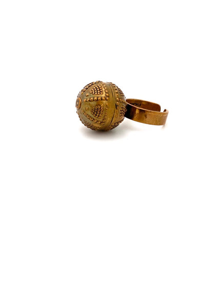 Kalevala Koru Finland vintage bronze sphere ring Scandinavian jewelry design