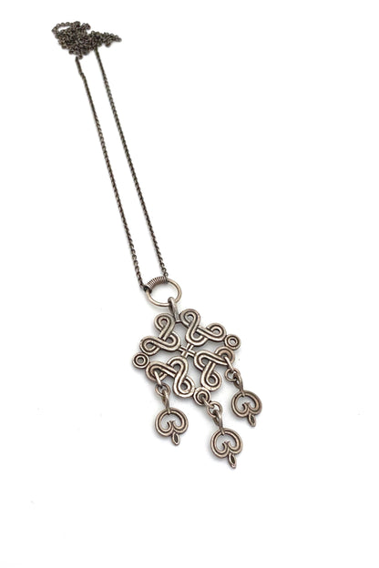 Kalevala Koru Finland vintage silver kinetic pendant necklace 1970 Scandinavian jewelry design