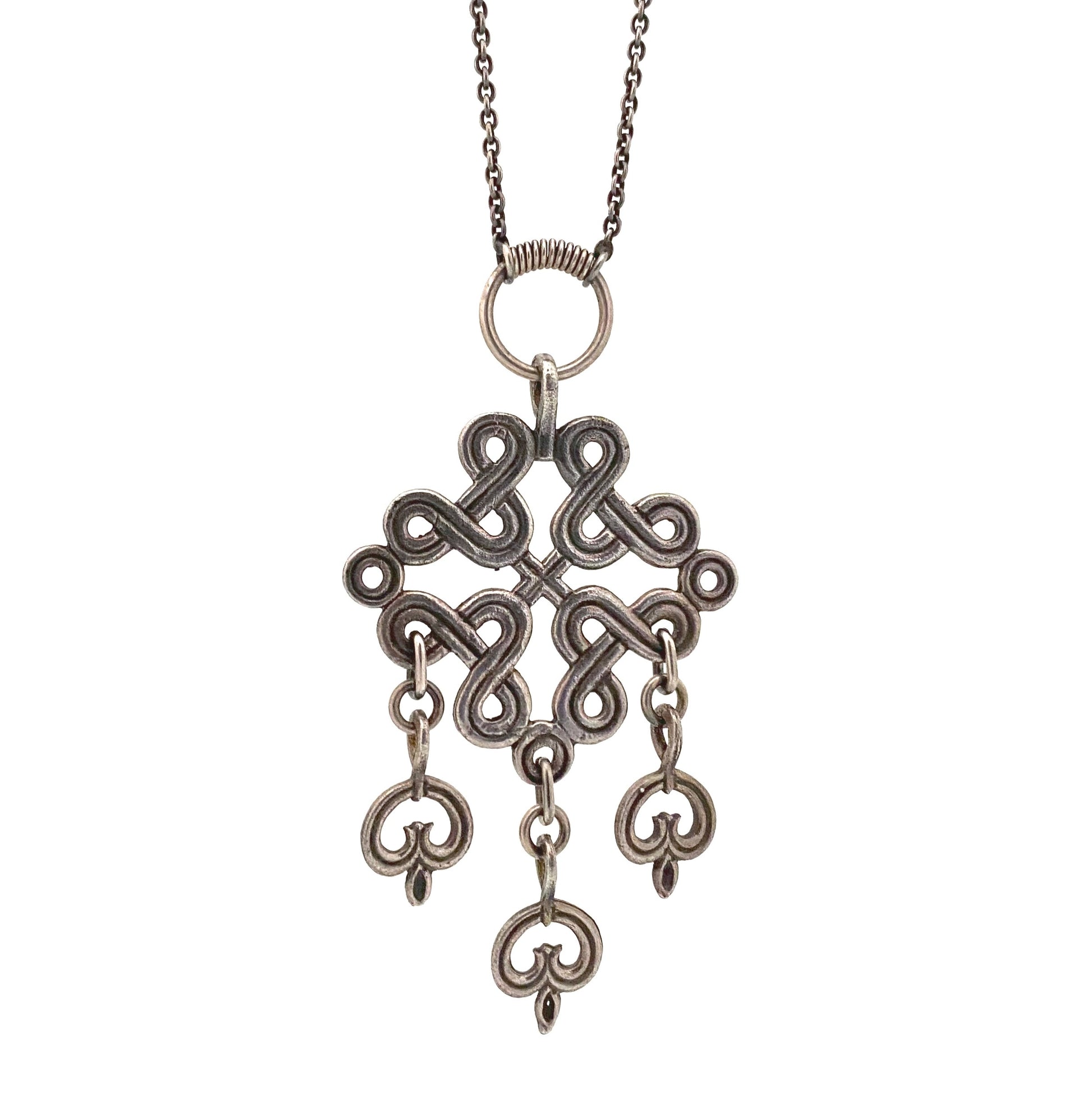 detail Kalevala Koru Finland vintage silver kinetic pendant necklace 1970 Scandinavian jewelry design