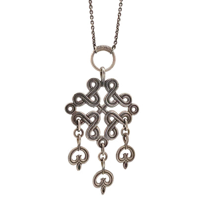 detail Kalevala Koru Finland vintage silver kinetic pendant necklace 1970 Scandinavian jewelry design
