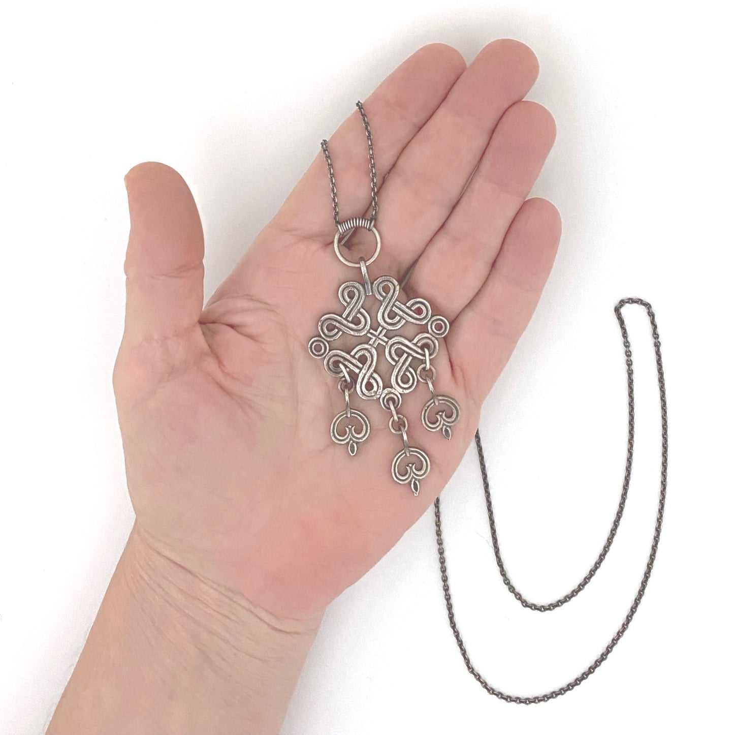 scale Kalevala Koru Finland vintage silver kinetic pendant necklace 1970 Scandinavian jewelry design