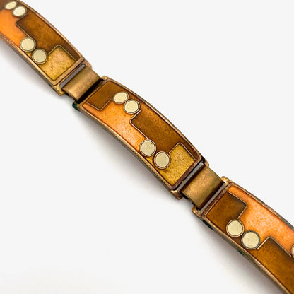 Karl Schibensky matte enamel panel link bracelet ~ autumn colours