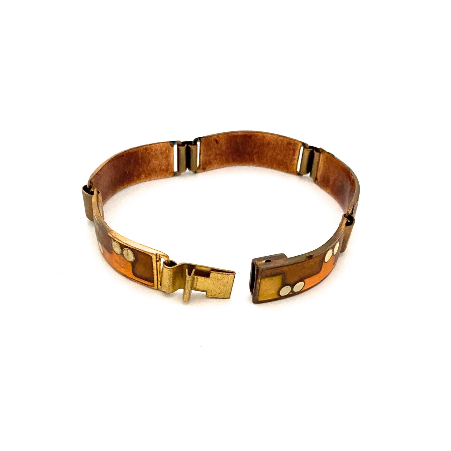Karl Schibensky matte enamel panel link bracelet ~ autumn colours