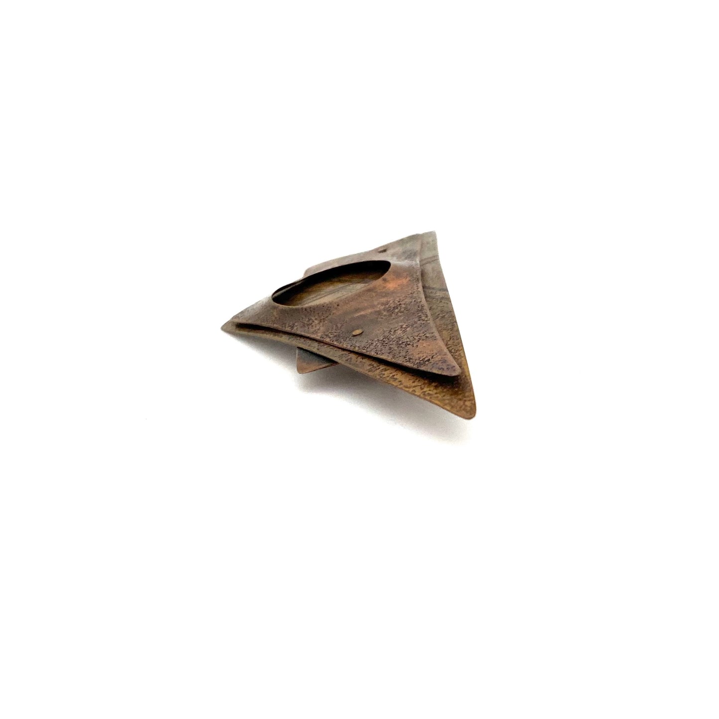 large textured copper postmodern layered brooch ~ Kathleen Curtin