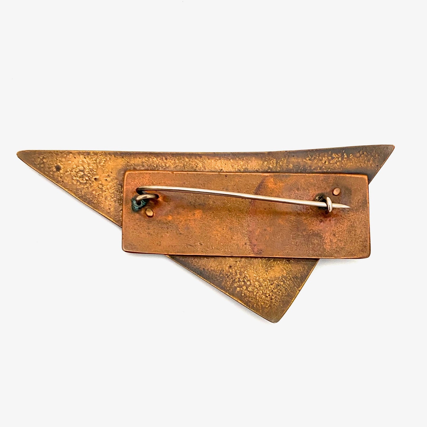 large textured copper postmodern layered brooch ~ Kathleen Curtin