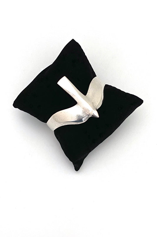 Lapponia Finland vintage silver bird cuff bracelet 1978 Scandinavian Modernist jewelry design