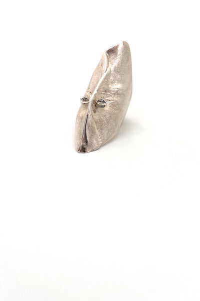 Lapponia Finland vintage silver large Mask of Gonda ring Bjorn Weckstrom Scandinavian Modernist jewelry design