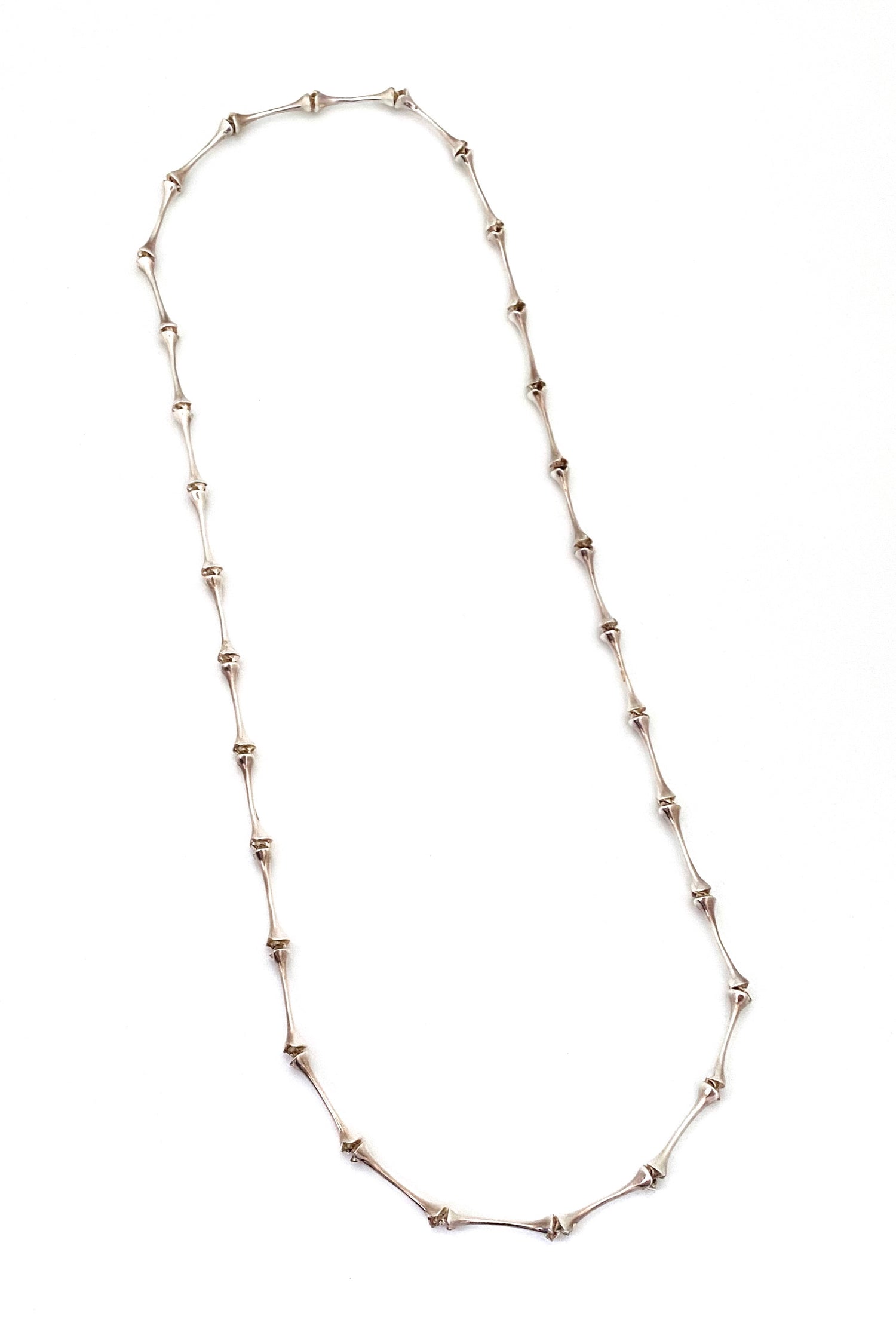 Lapponia Finland vintage silver long link sculptural chain necklace 1985 Scandinavian Modernist jewelry design