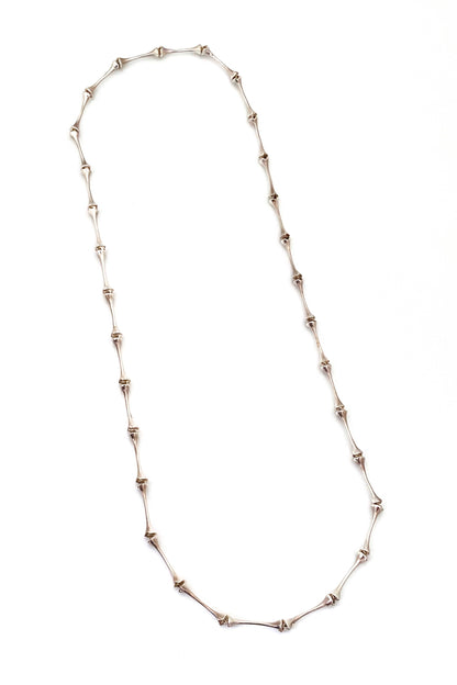 Lapponia Finland vintage silver long link sculptural chain necklace 1985 Scandinavian Modernist jewelry design