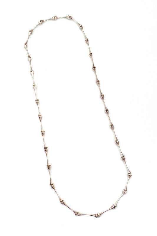 Lapponia Finland vintage silver long link sculptural chain necklace 1985 Scandinavian Modernist jewelry design