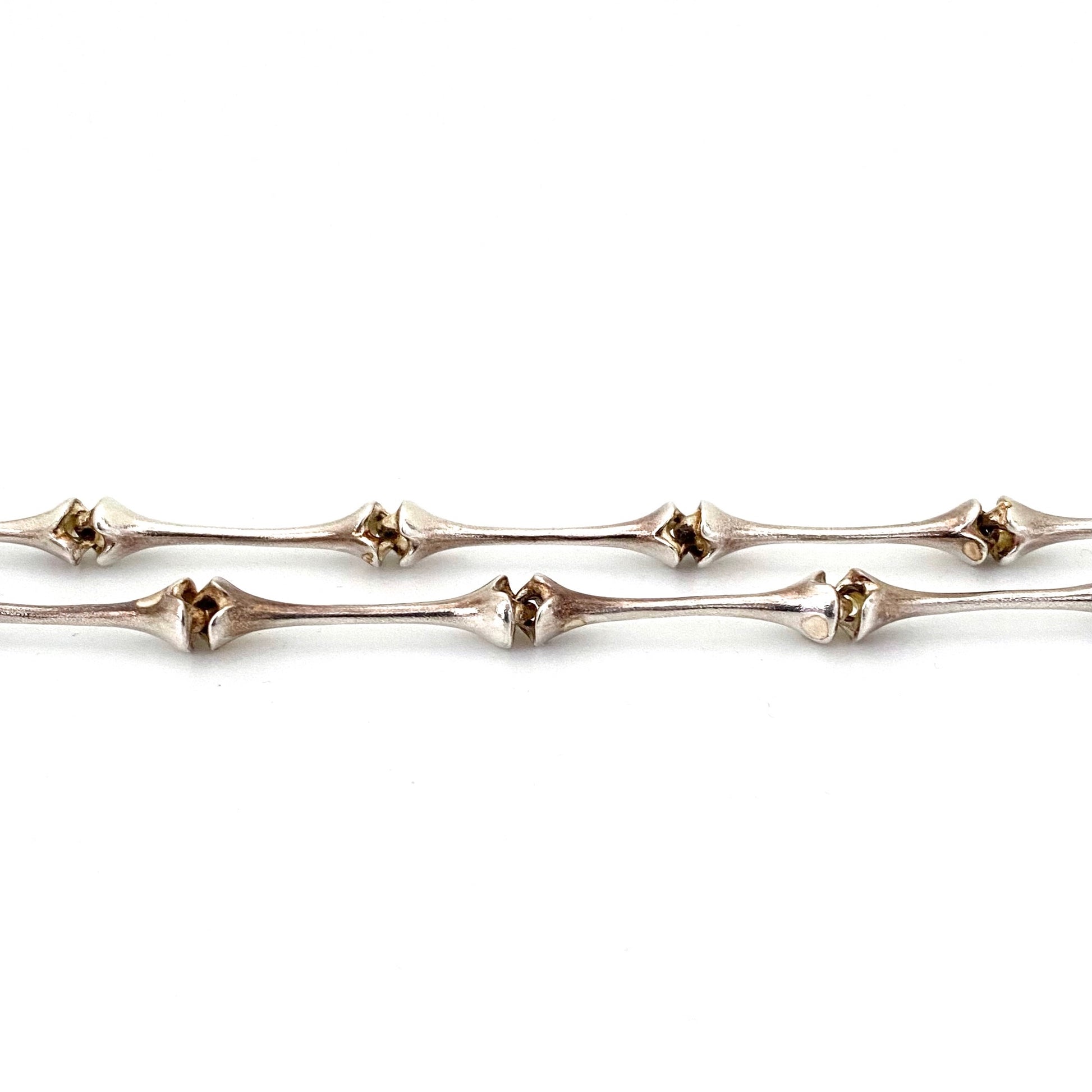 profile Lapponia Finland vintage silver long link sculptural chain necklace 1985 Scandinavian Modernist jewelry design