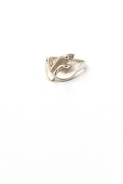 Lapponia Finland vintage silver sculptural ring Zoltan Popovits Scandinavian Modern jewelry design