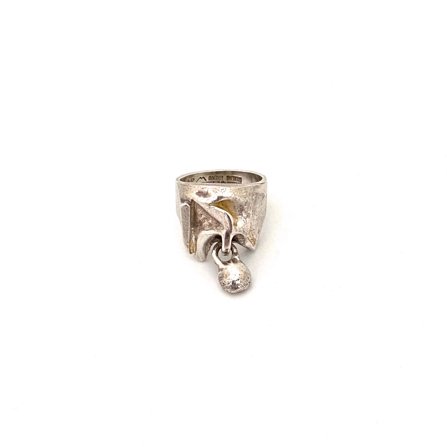 detail Lapponia Finland vintage silver kinetic Aria ring Bjorn Weckstrom 1971 Scandinavian Modernist jewelry design