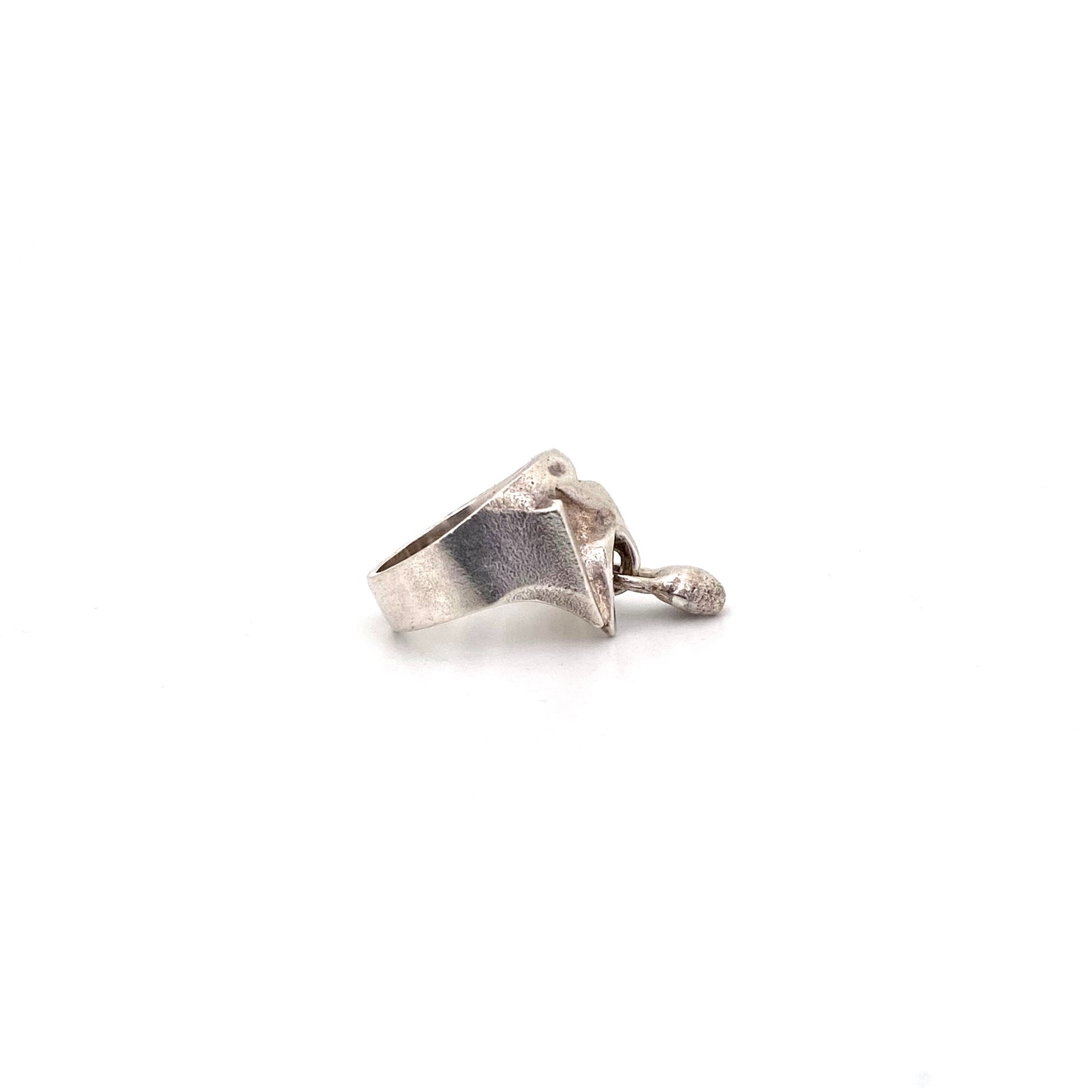 profile Lapponia Finland vintage silver kinetic Aria ring Bjorn Weckstrom 1971 Scandinavian Modernist jewelry design