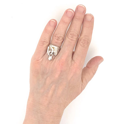 scale Lapponia Finland vintage silver kinetic Aria ring Bjorn Weckstrom 1971 Scandinavian Modernist jewelry design