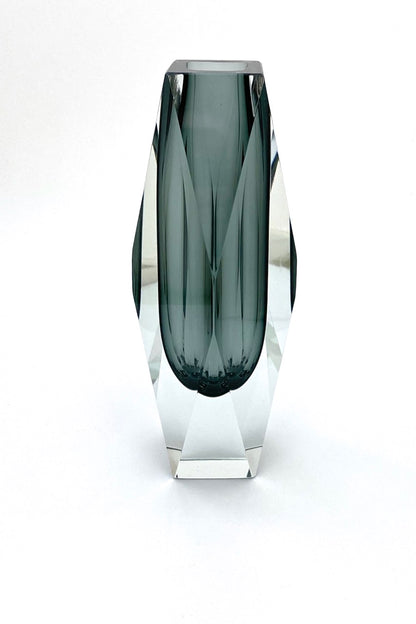 Mandruzzato Italy vintage grey cased glass vase mid century Modernist design