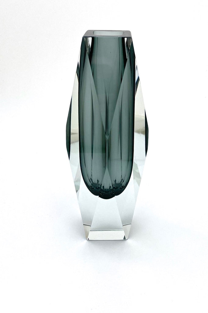 Mandruzzato Italy vintage grey cased glass vase mid century Modernist design