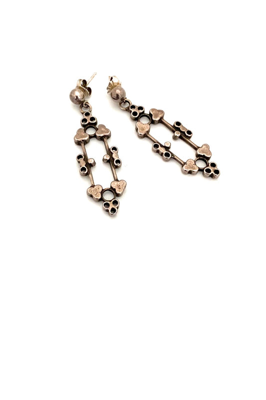 Marianne Berg for David-Andersen Norway vintage silver drop earrings Scandinavian Modernist jewelry design