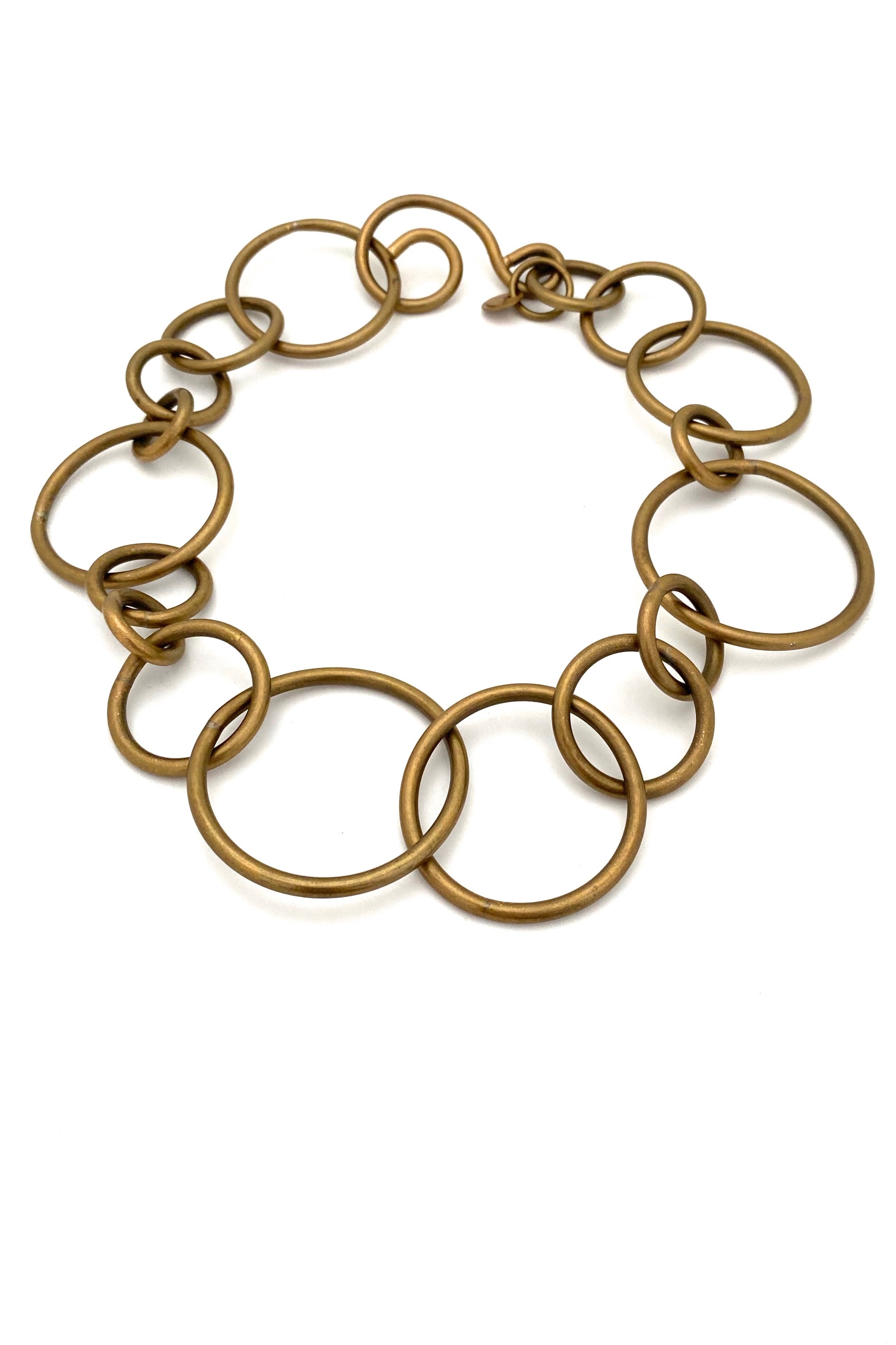 Martha Sturdy Canada vintage brass large circle link postmodern chain necklace Canadian jewelry design