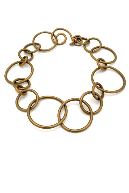 Martha Sturdy Canada vintage brass large circle link postmodern chain necklace Canadian jewelry design