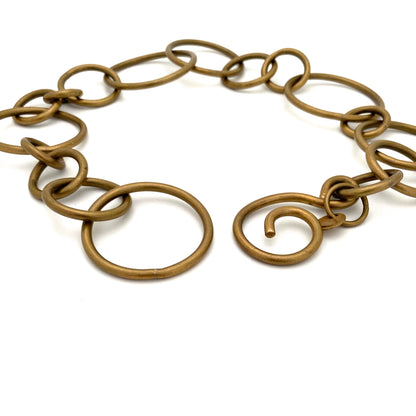 detail Martha Sturdy Canada vintage brass large circle link postmodern chain necklace Canadian jewelry design