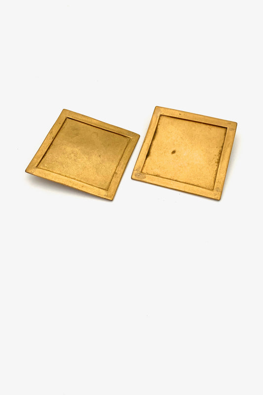 Martha Sturdy Canada vintage gold tone metal extra large square earrings for pierced ears Canadian jewelry design