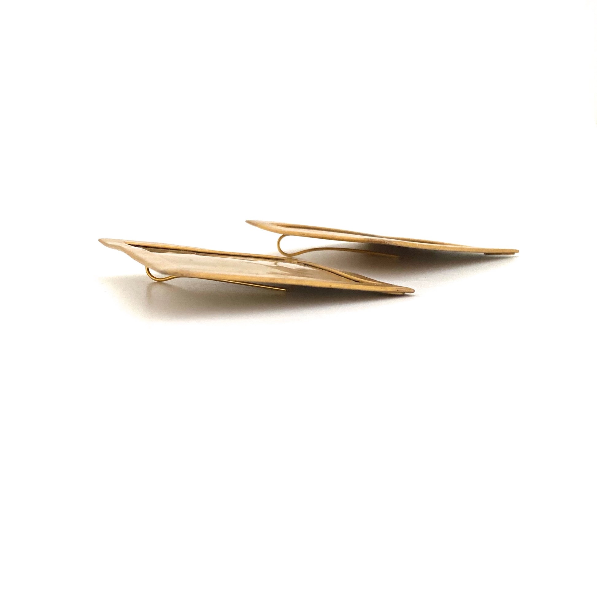 profile Martha Sturdy Canada vintage gold tone metal extra large square earrings for pierced ears Canadian jewelry design