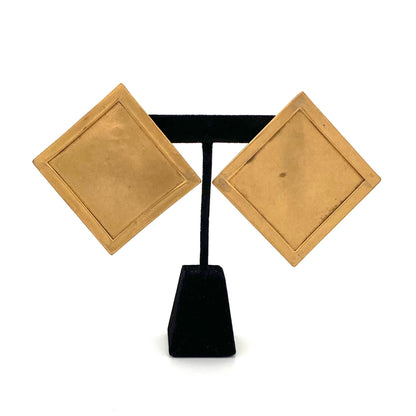 Martha Sturdy extra large gold tone square earrings ~ for pierced ears