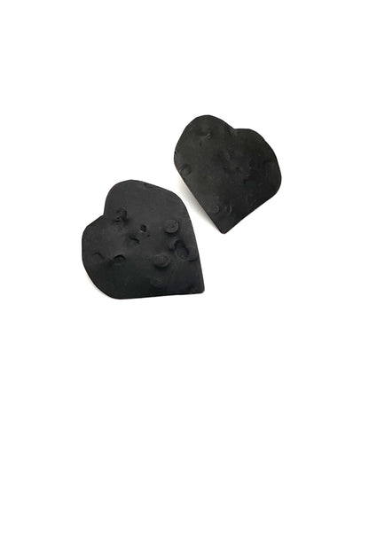 Martha Sturdy Canada vintage postmodern textured metal heart earrings Canadian jewelry design