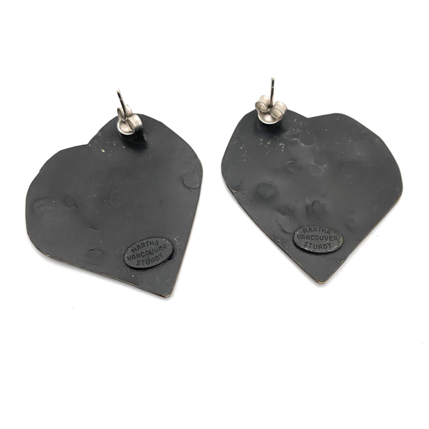 Martha Sturdy textured metal heart earrings ~ for pierced ears