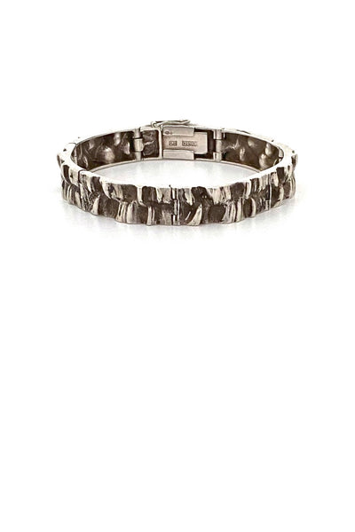 Matti Hyvarinen MJH Finland vintage textured silver link bracelet Scandinavian Modernist jewelry design