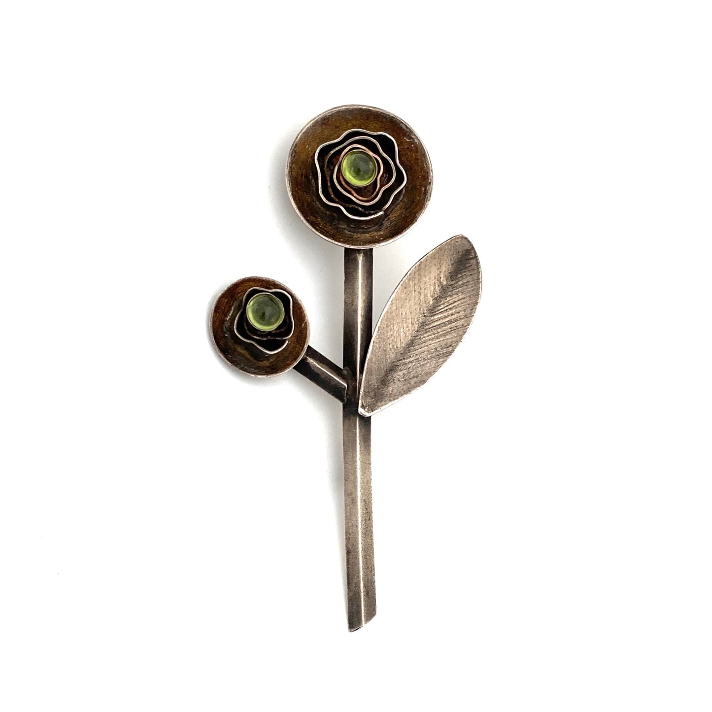 Mena Messina large silver & peridot brooch / pendant