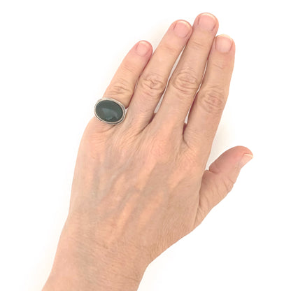 scale Mike and Paula Letki m&pl Canada vintage silver bloodstone ring Canadian Modernist jewelry dersign