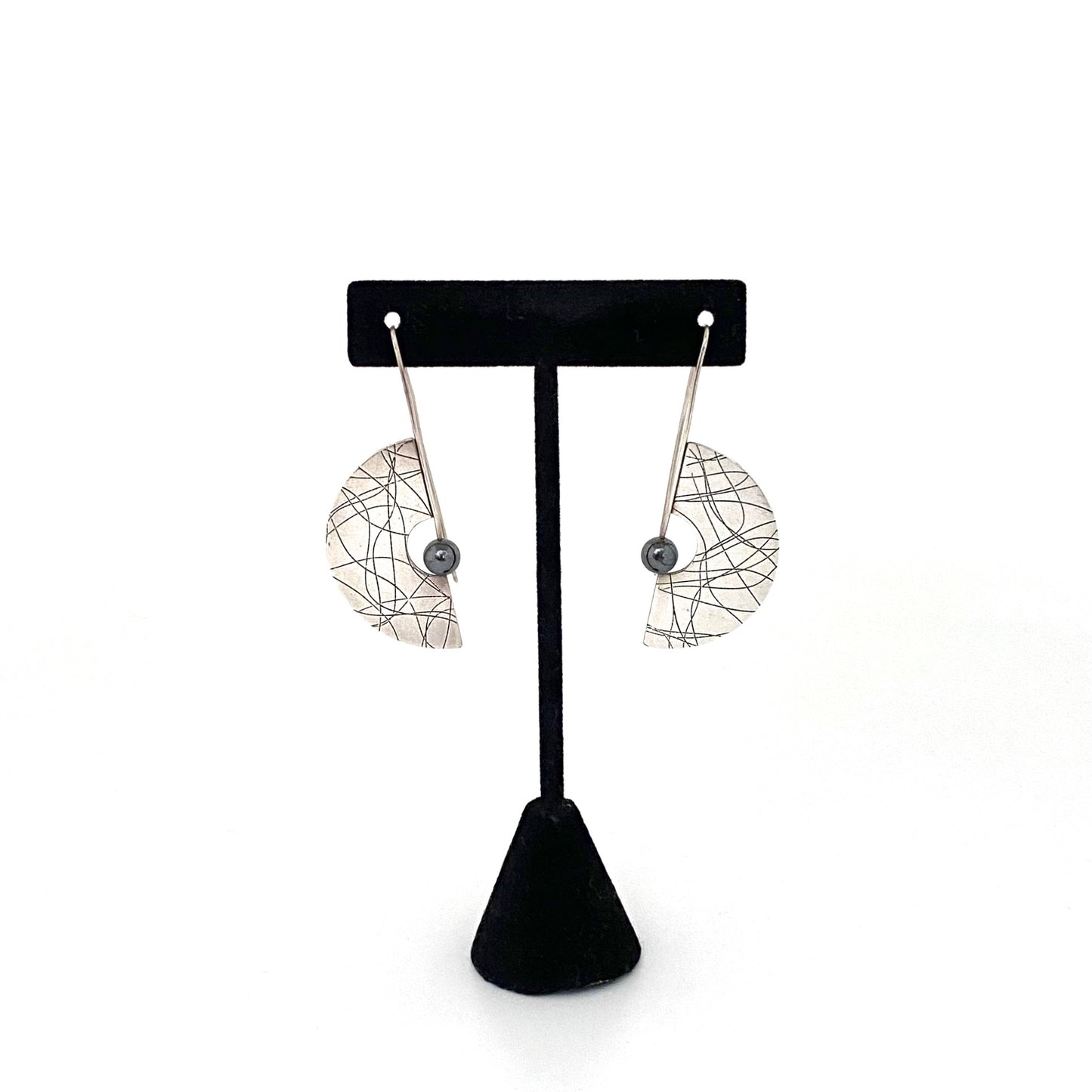 Mike & Paula Letki large silver drop earrings ~ postmodern design