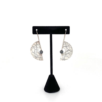 Mike & Paula Letki large silver drop earrings ~ postmodern design