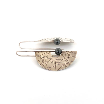profile Mike and Paula Letki Canada vintage silver hematite drop earrings Postmodern design Canadian Jewelry design