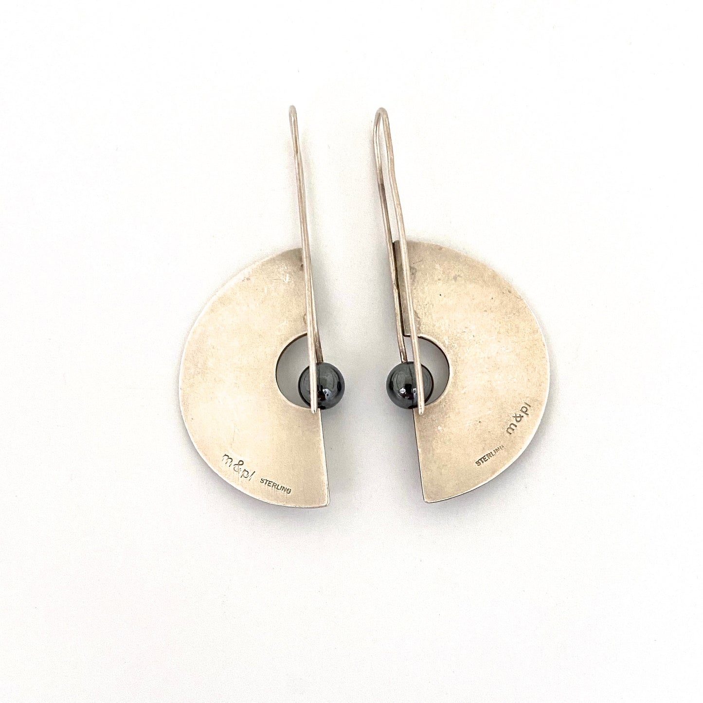 Mike & Paula Letki large silver drop earrings ~ postmodern design