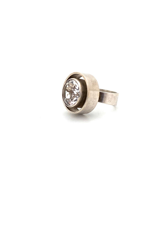 Niels Erik From Denmark large silver rock crystal ring Scandinavian Modernist jewelry design