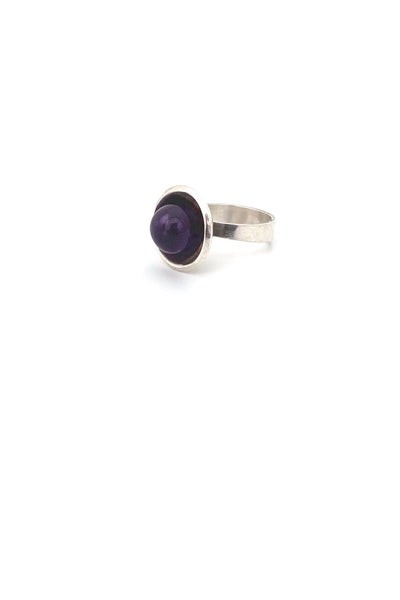 Niels Erik NE From Denmark vintage silver amethyst ring Scandinavian Modernist jewelry design