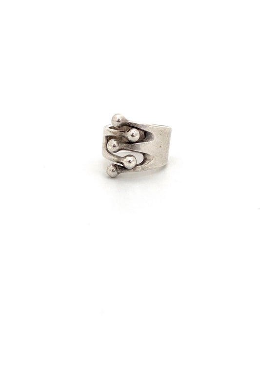 Anna Greta Eker Plus Studios Norway design vintage silver Jester ring 5 prong Scandinavian Modernist jewelry design