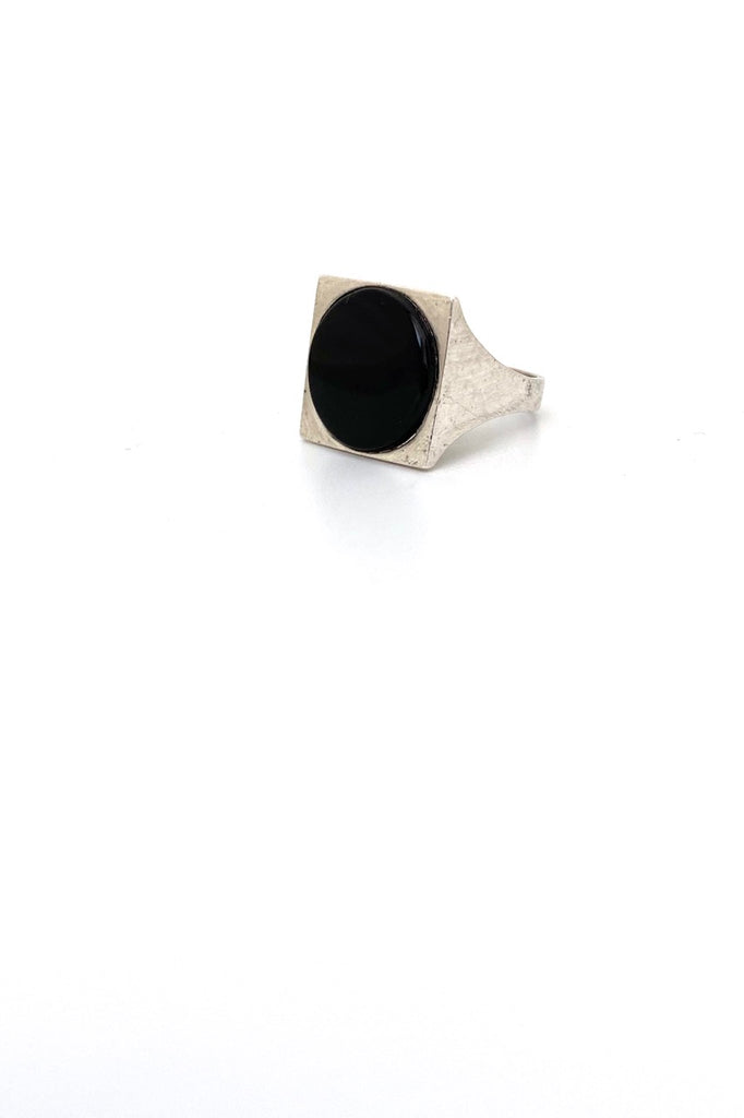 OPUS Canada vintage silver black onyx ring Canadian Modernist jewelry design
