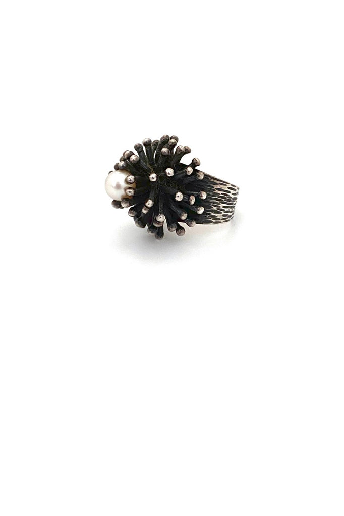 OPUS Canada vintage silver large brutalist pearl ring Canadian Modernist jewelry design