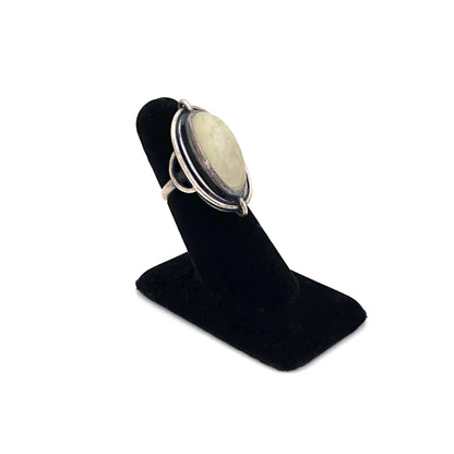 detail ORNO Poland vintage silver agate large ring Polish Modernist jewelry design