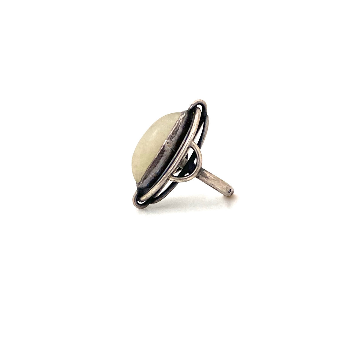 profile ORNO Poland vintage silver agate large ring Polish Modernist jewelry design